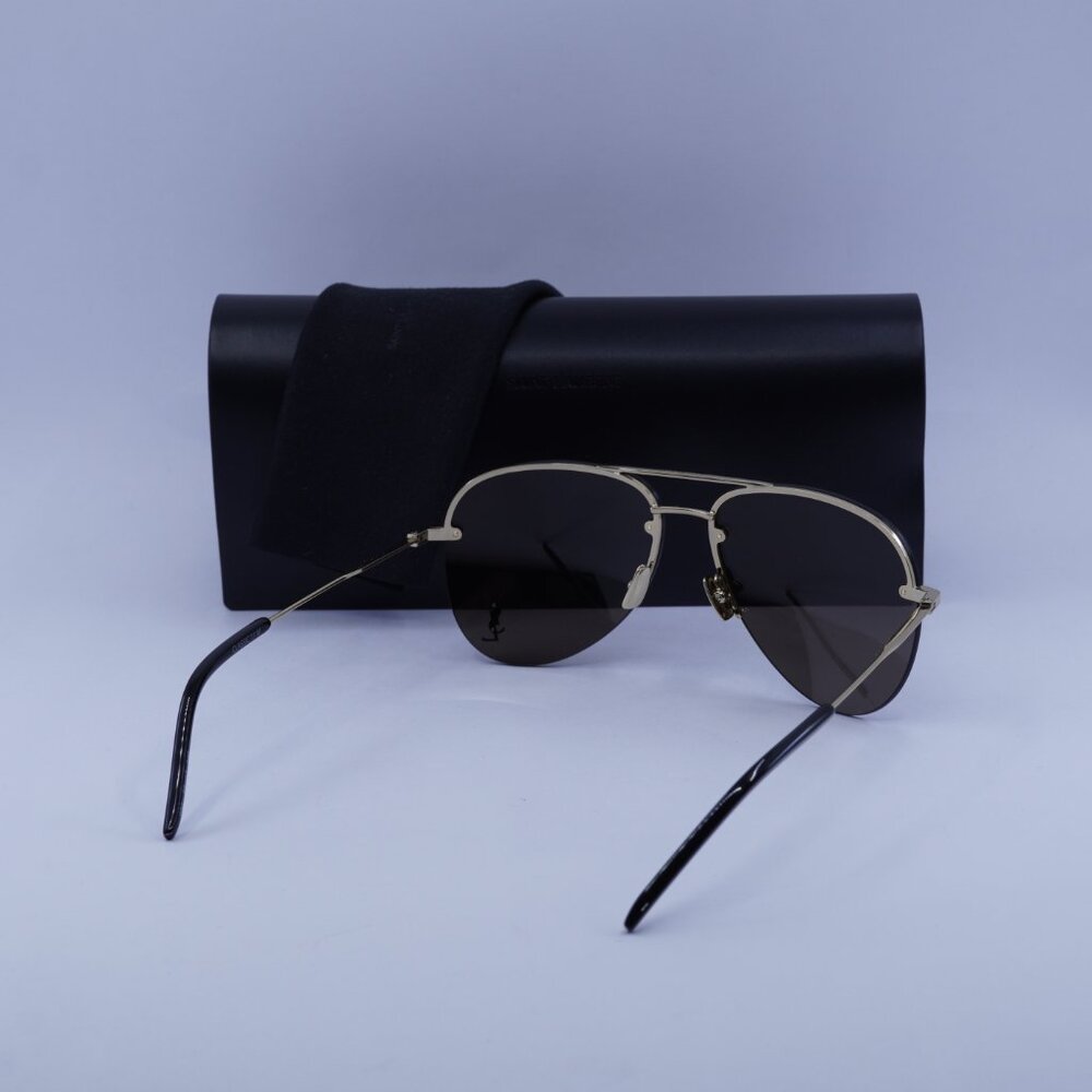 Saint Laurent CLASSIC 11 M 004 Aviator Sunglasses - Gold/Brown Mirror - Picture 12 of 12